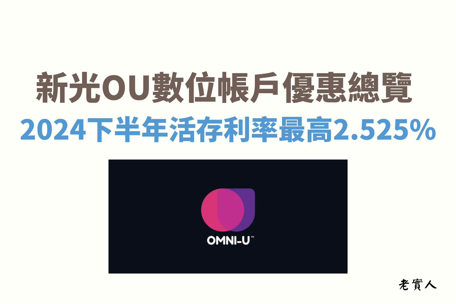 2024下半年度推出的OU數位帳戶新臺幣20萬元內最高有2.525%的活存高利率，每個月最高可以領新臺幣420元的利息，不過需要達成條件任務，那該怎麼才能享有高利活存的優惠呢？老實人帶各位一步一步的介紹。