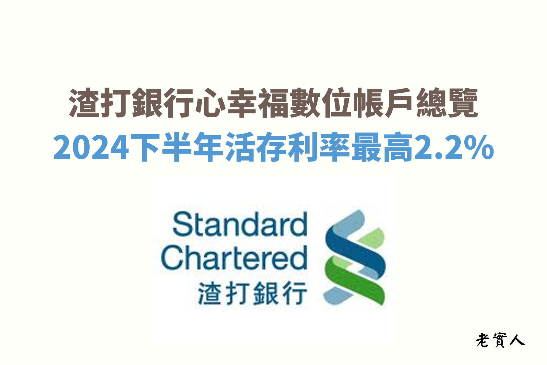 渣打銀行推出的心幸福數位帳戶，不僅提供了最高300萬元內2.2%的活存利率，還提供了最高每月100次的跨行轉帳優惠，很適合資金大且資金流動性較高的大戶。
但是所有的優惠內容都需要達成任務及條件才能享有，老實人帶大家一步一步的解鎖渣打心幸福數位帳戶的所有優惠。